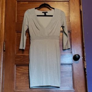 forever21 ivory silver pinstripe bodycon dress